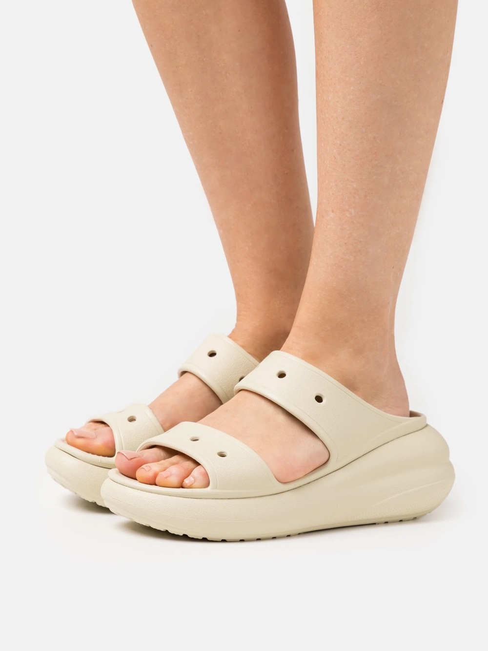 Crocs Unisex Crush Heeled Mule Sandal in Bone
